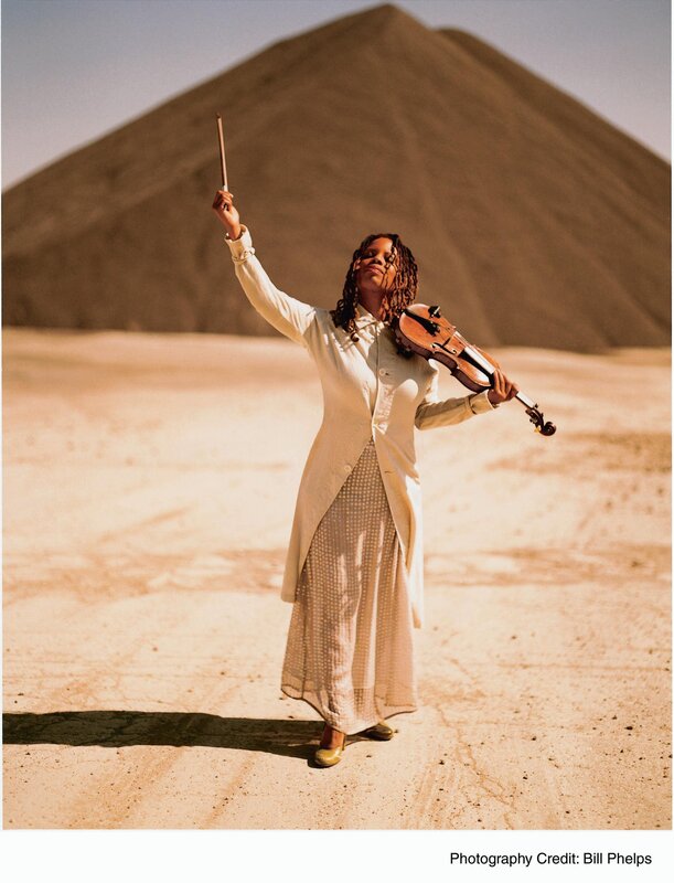 Violinist in the desert