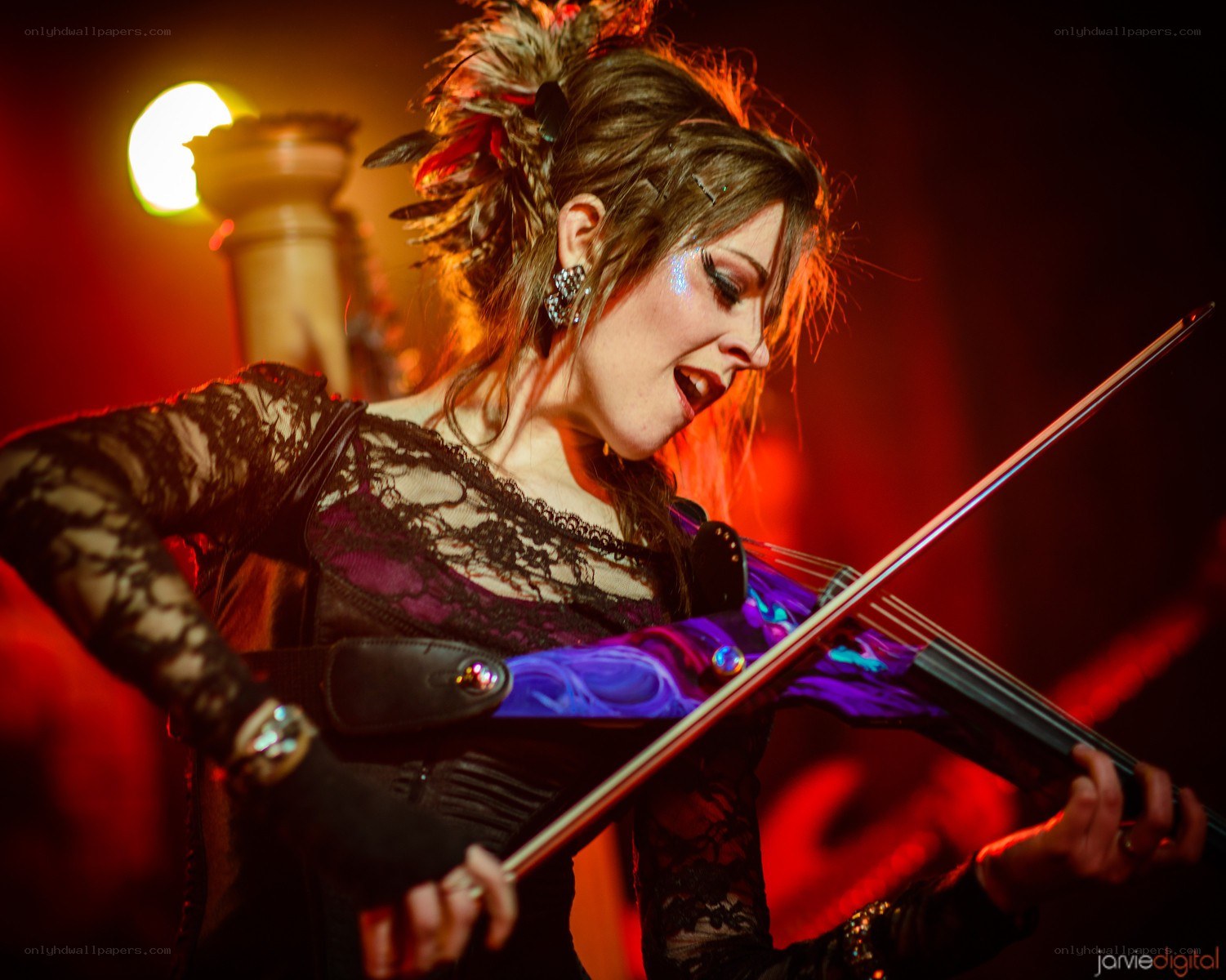 Violinist performing on stage