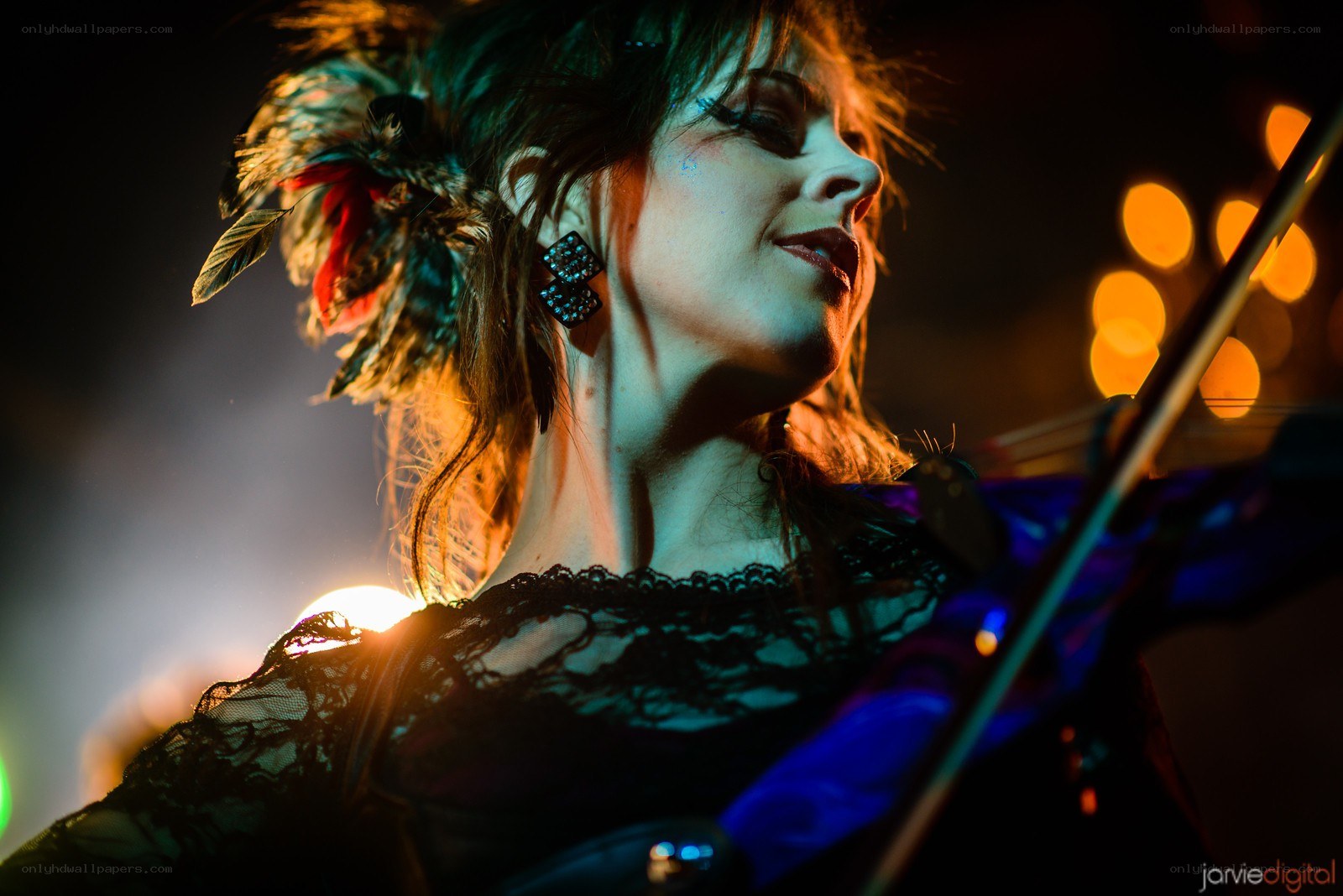 Violinist performing on stage