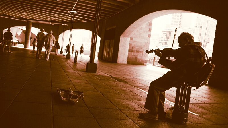 Violinist Playing on Street