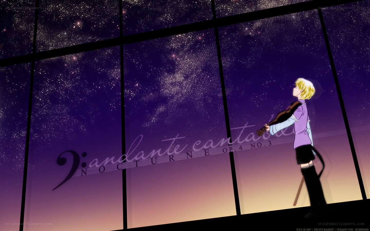 Violinist under starry sky