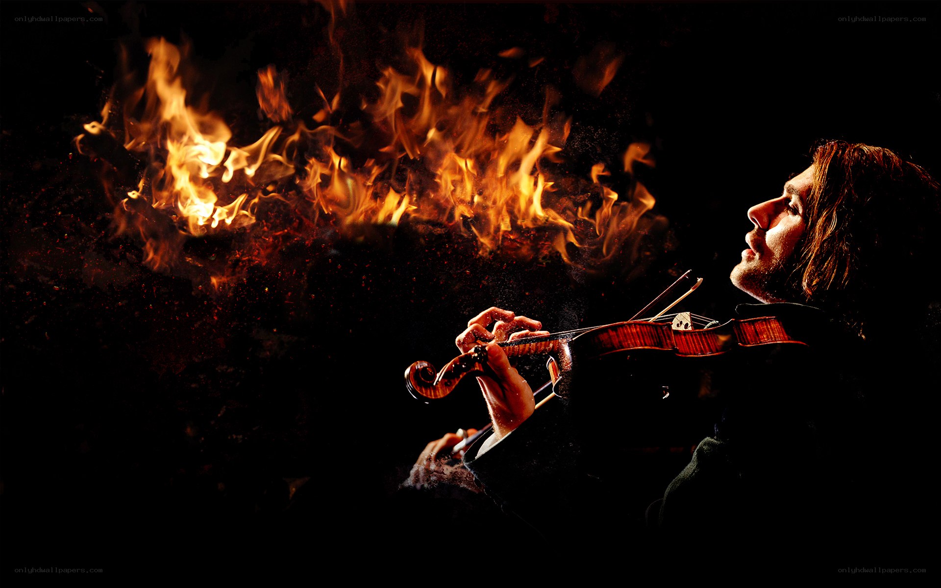 Violinist with flames