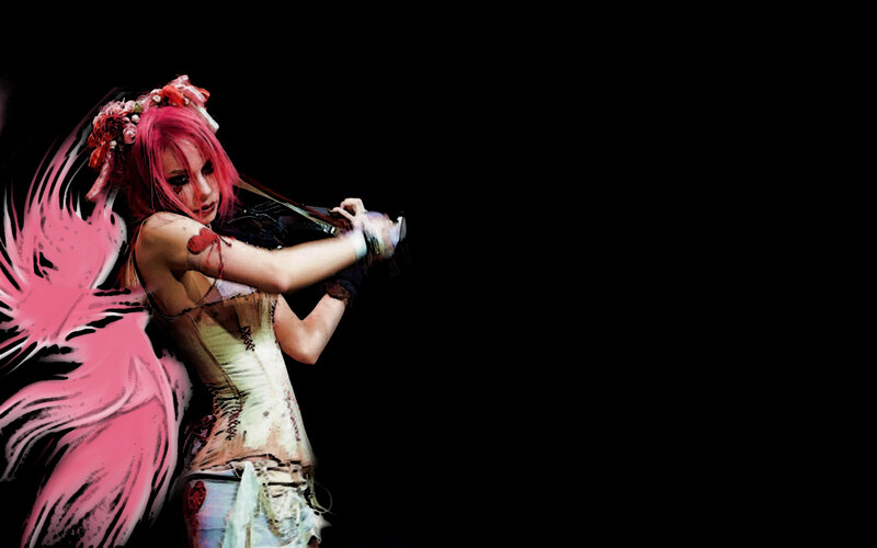 Violinist with pink hair