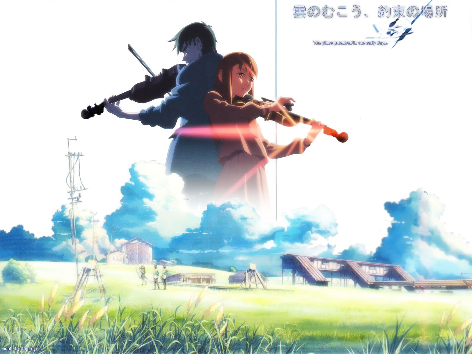 Violinists in a field