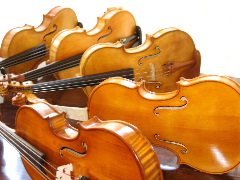 Violins in a row