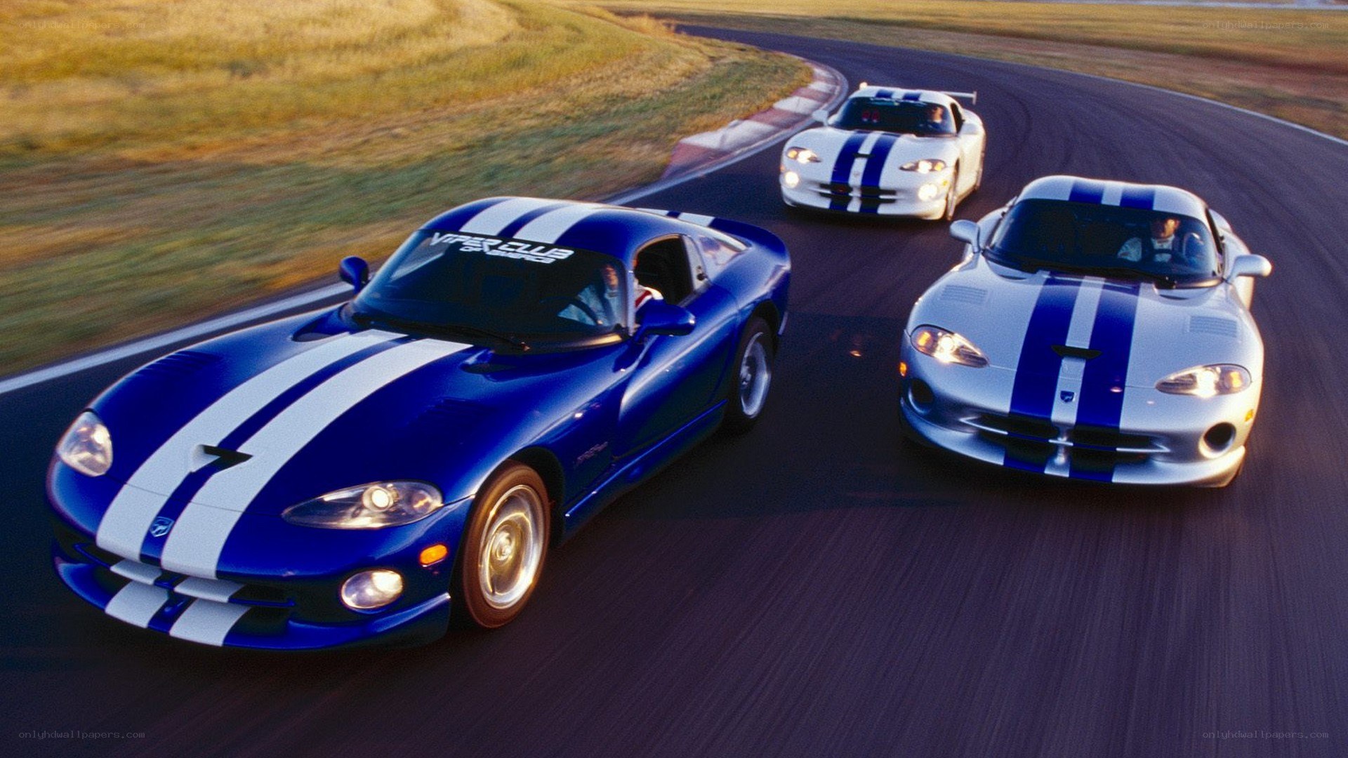 Viper cars on a racetrack