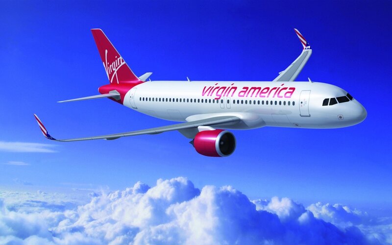 Virgin America airplane in flight