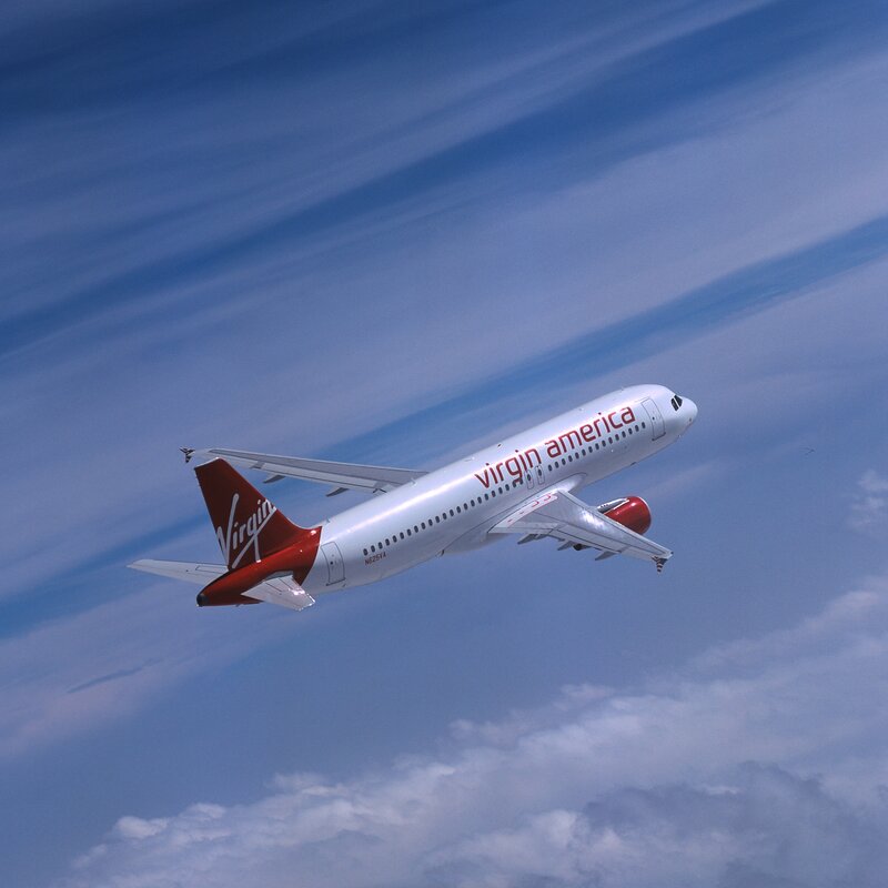 Virgin America airplane in flight