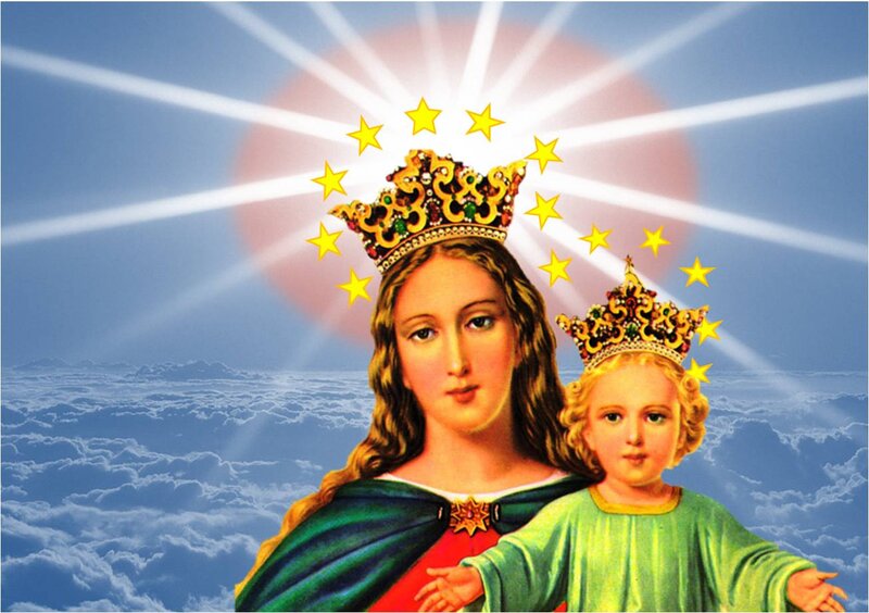 Virgin Mary and Child Jesus — Blue, Serene