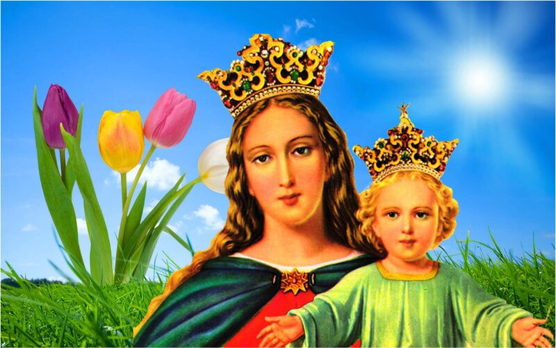 Virgin Mary and Child Jesus — Blue