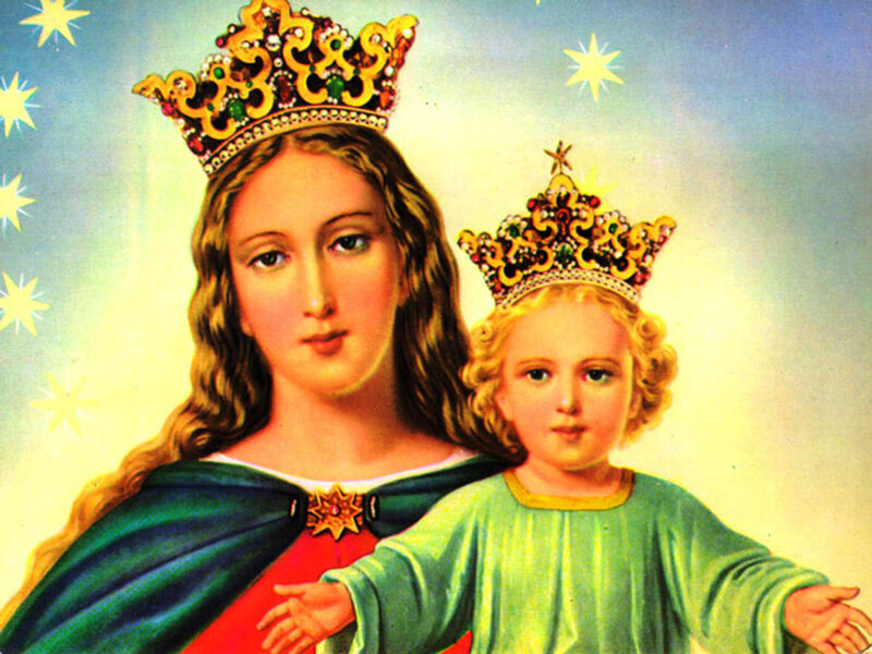 Virgin Mary and Child Jesus — Green