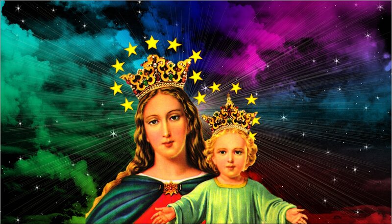 Virgin Mary and Child Jesus — Purple