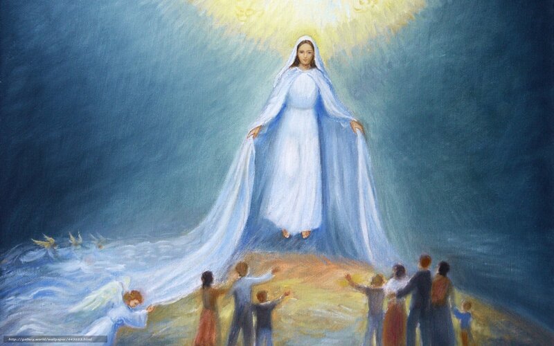 Virgin Mary appearing to people