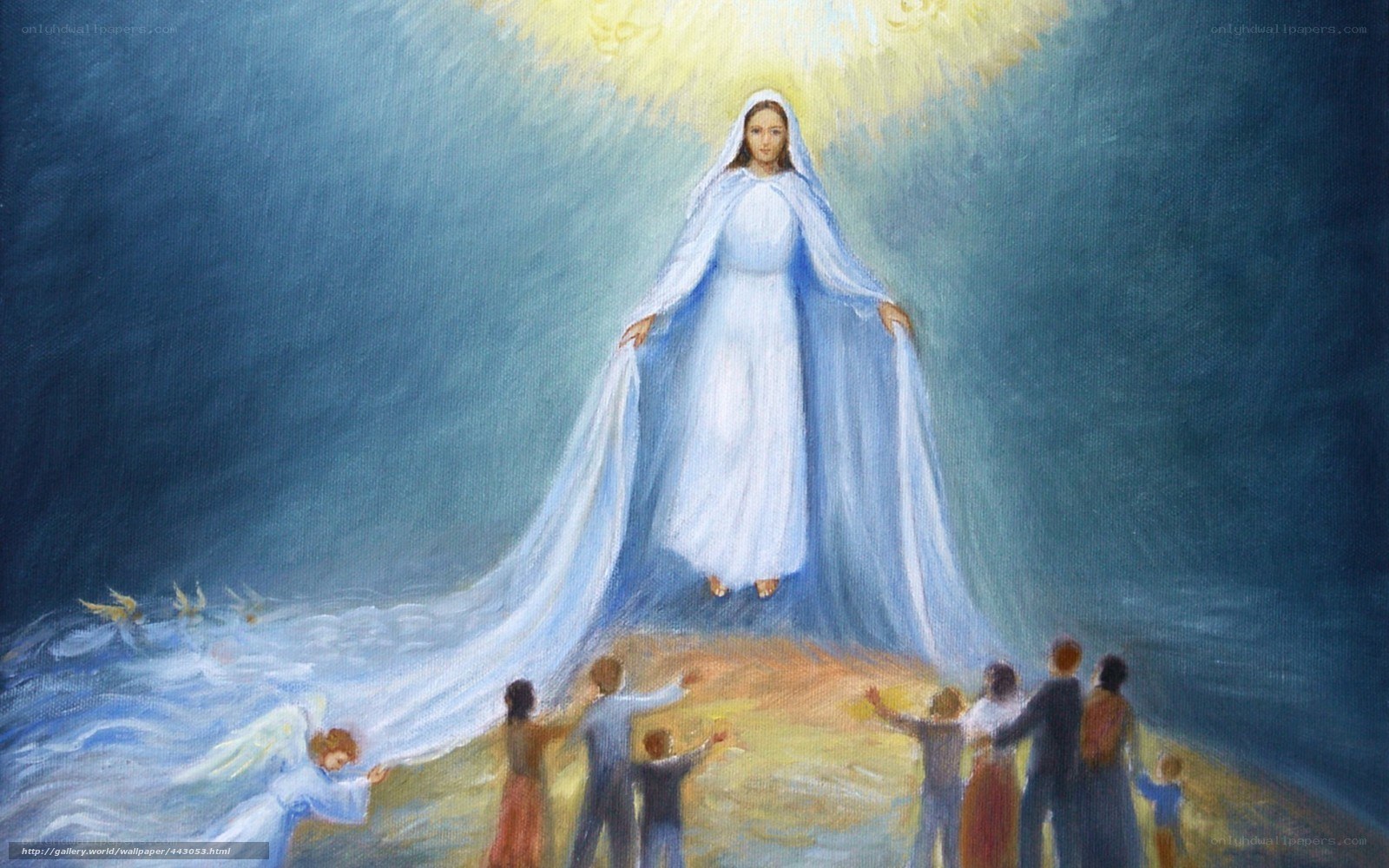 Virgin Mary appearing to people