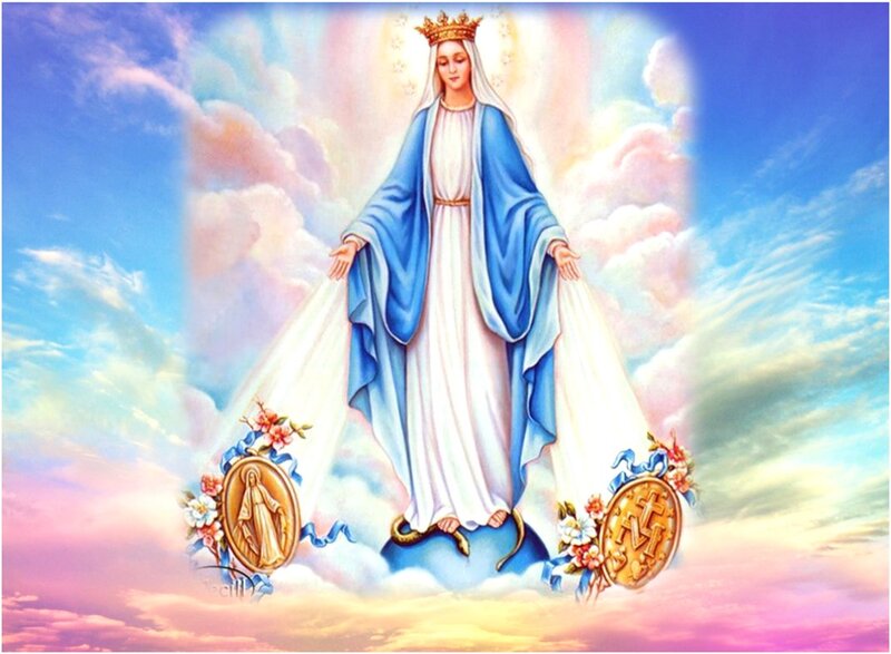 Virgin Mary in Blue Robe — Serene