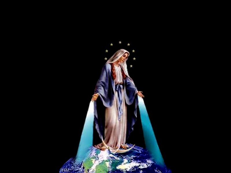 Virgin Mary Standing on Earth