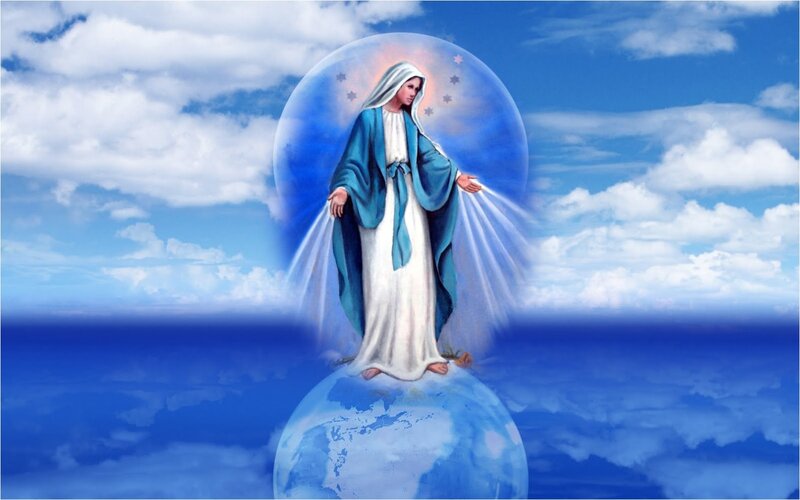 Virgin Mary Standing on Globe