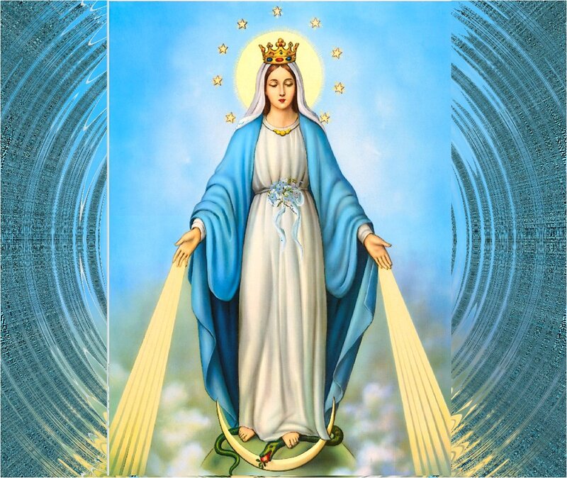 Virgin Mary Standing on Moon