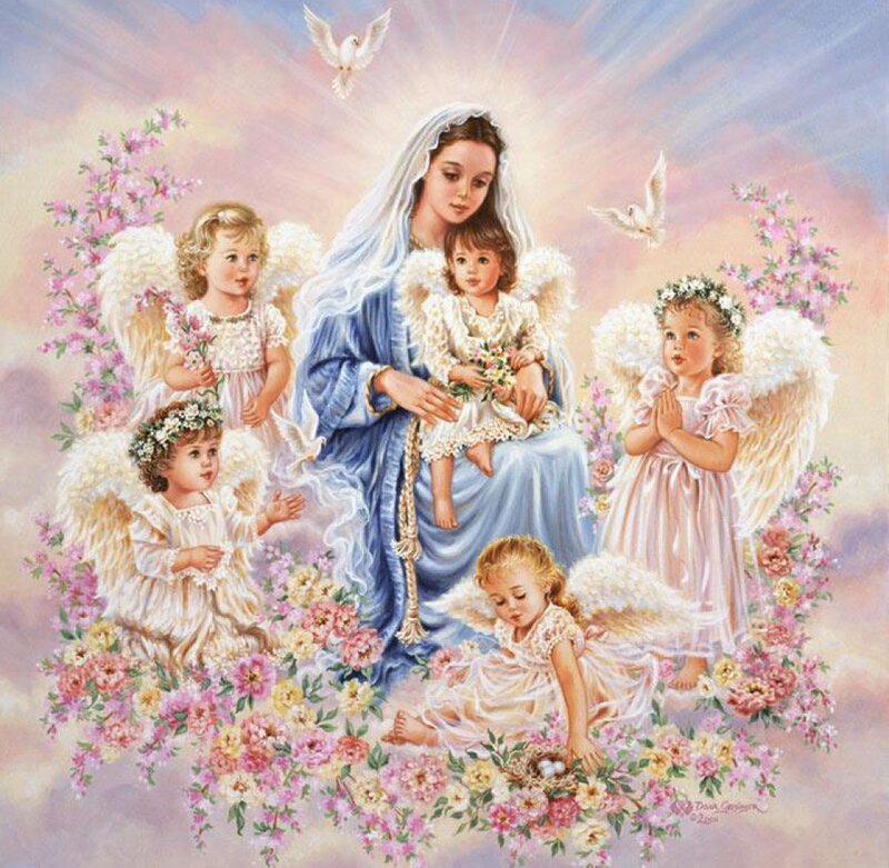 Virgin Mary with Angels — Blue