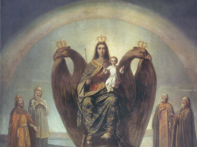 Virgin Mary with Child — Blue, Reverent