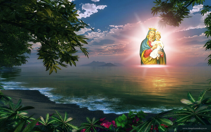 Virgin Mary with Child — Blue