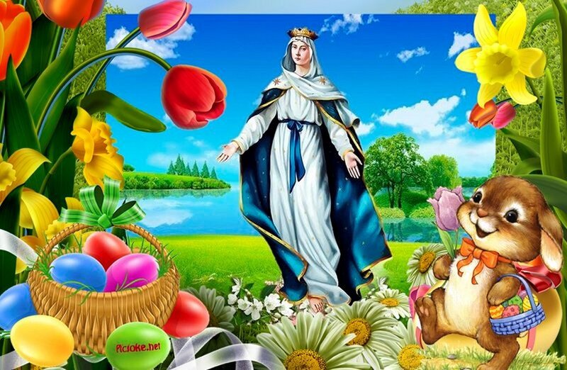 Virgin Mary with Easter Bunny