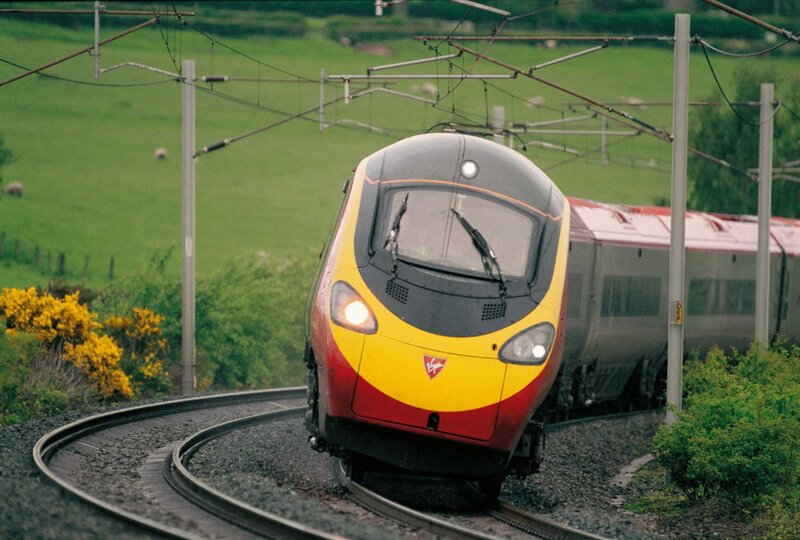 Virgin train on curved track