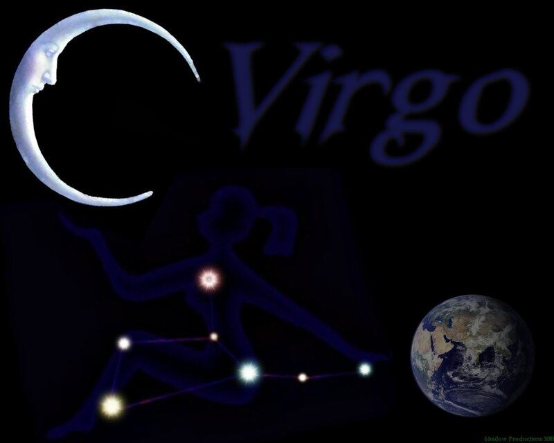 Virgo zodiac sign with moon and earth