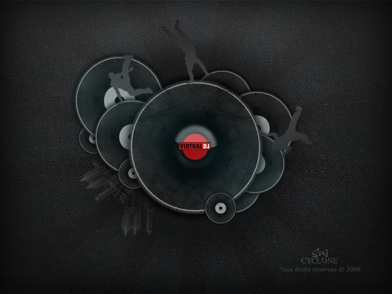 Virtual DJ logo with vinyl records
