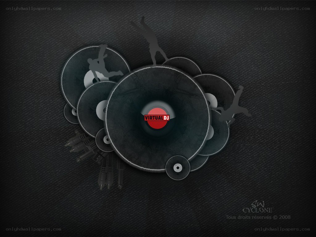 Virtual DJ logo with vinyl records