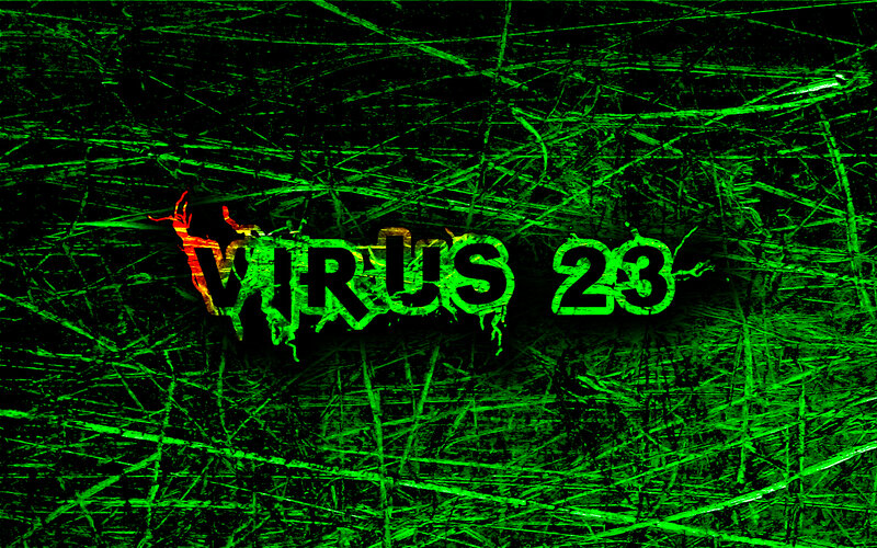 Virus 23 text on green background