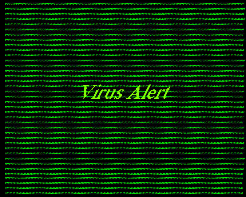 Virus alert on digital screen