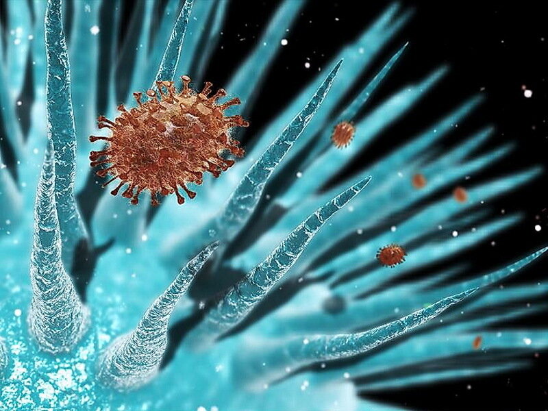 Virus Attacking Cells — Blue