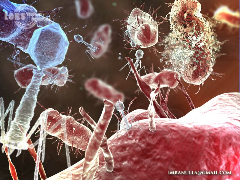 Virus attacking cells
