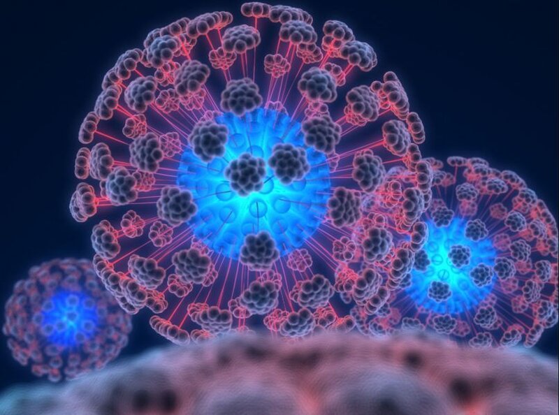 Virus Particles — Blue, Scientific, 3d Render