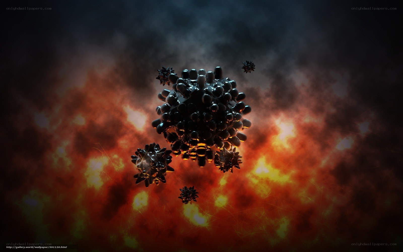 virus particles in space