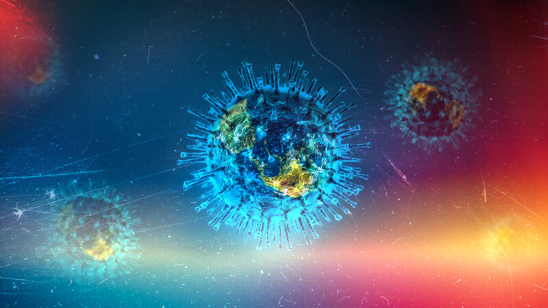 Virus Particles in Space — Blue