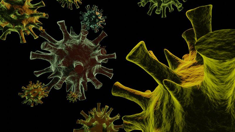 Virus Particles in Space — Yellow