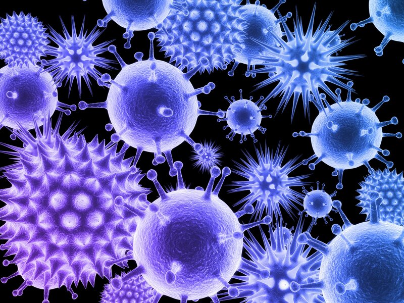 Virus Particles under Microscope — Blue