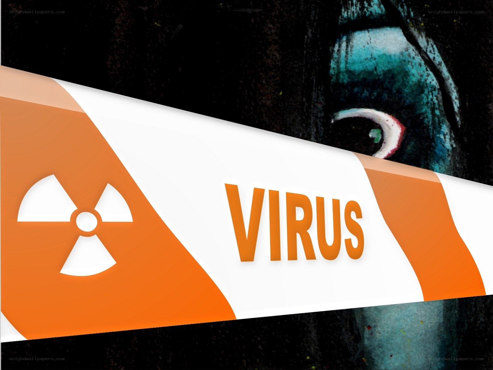 Virus warning sign with eerie eye