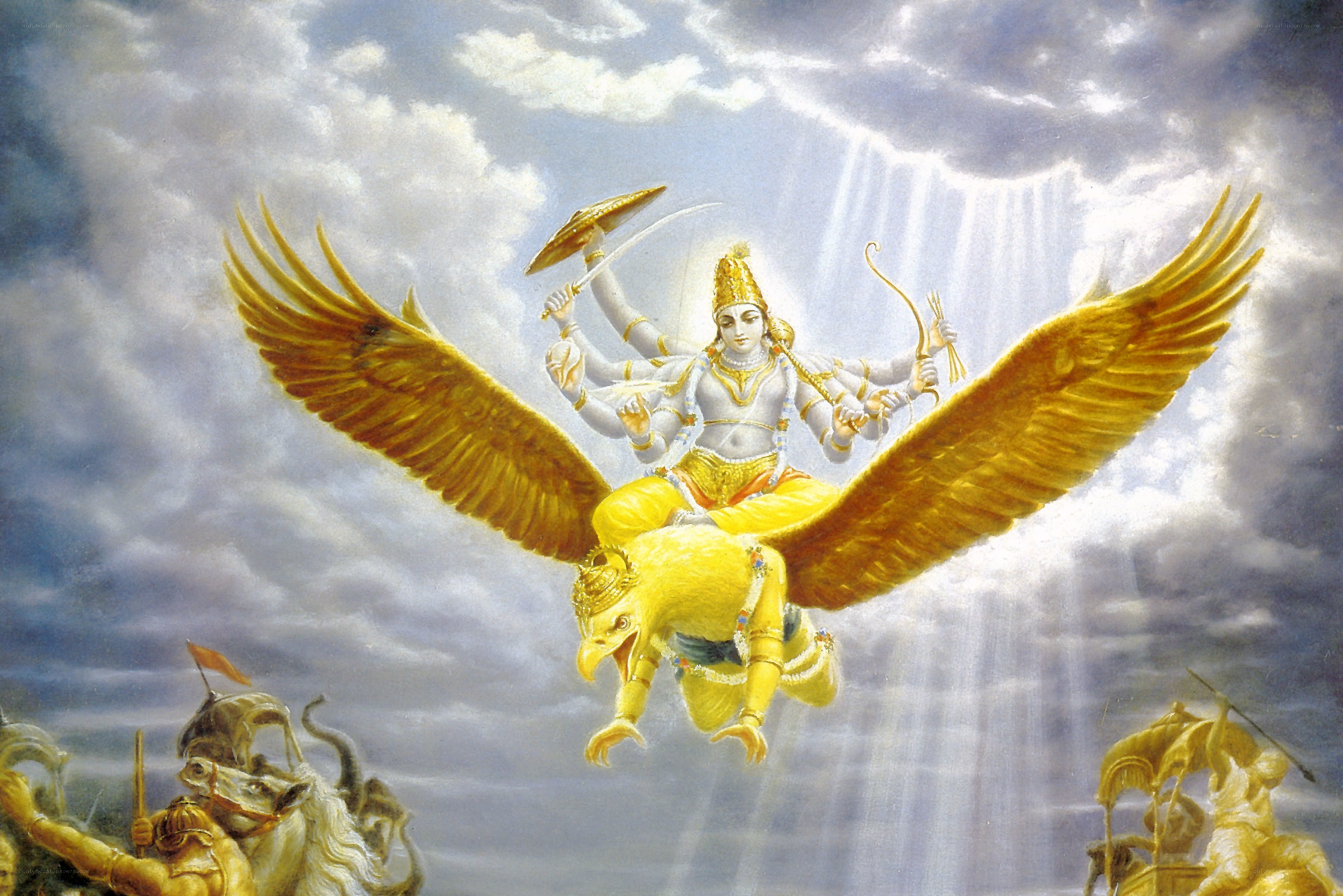 Vishnu on Garuda in battle