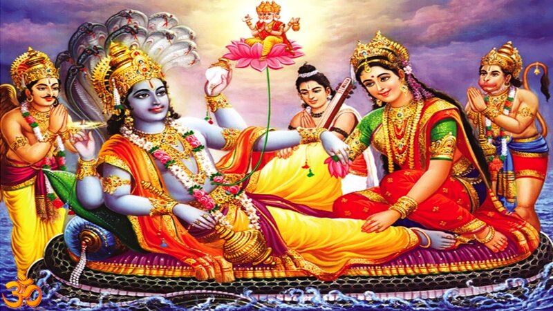 Vishnu reclining on Shesha