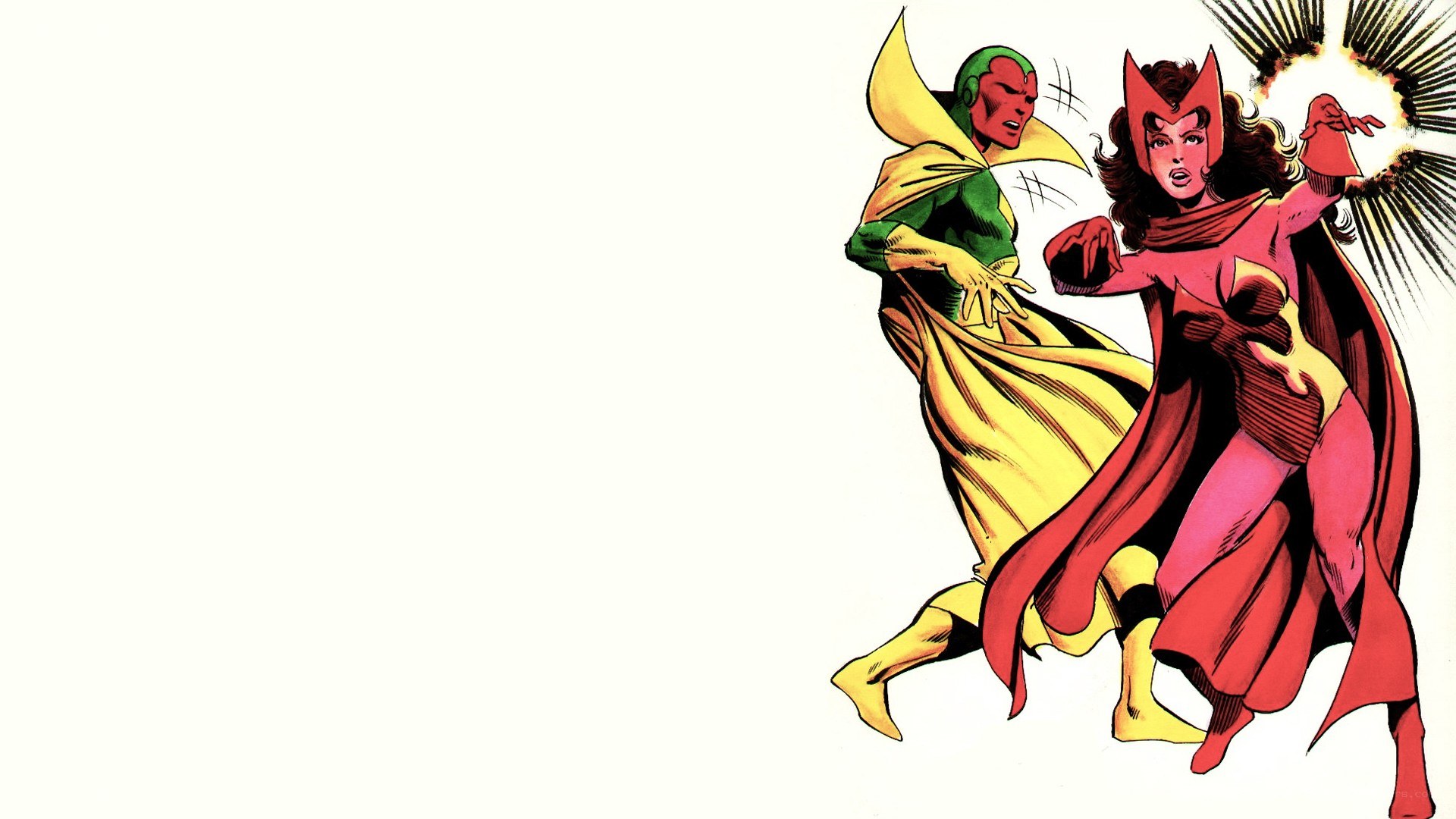 Vision and Scarlet Witch in action