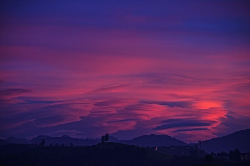 Vivid purple sunset sky