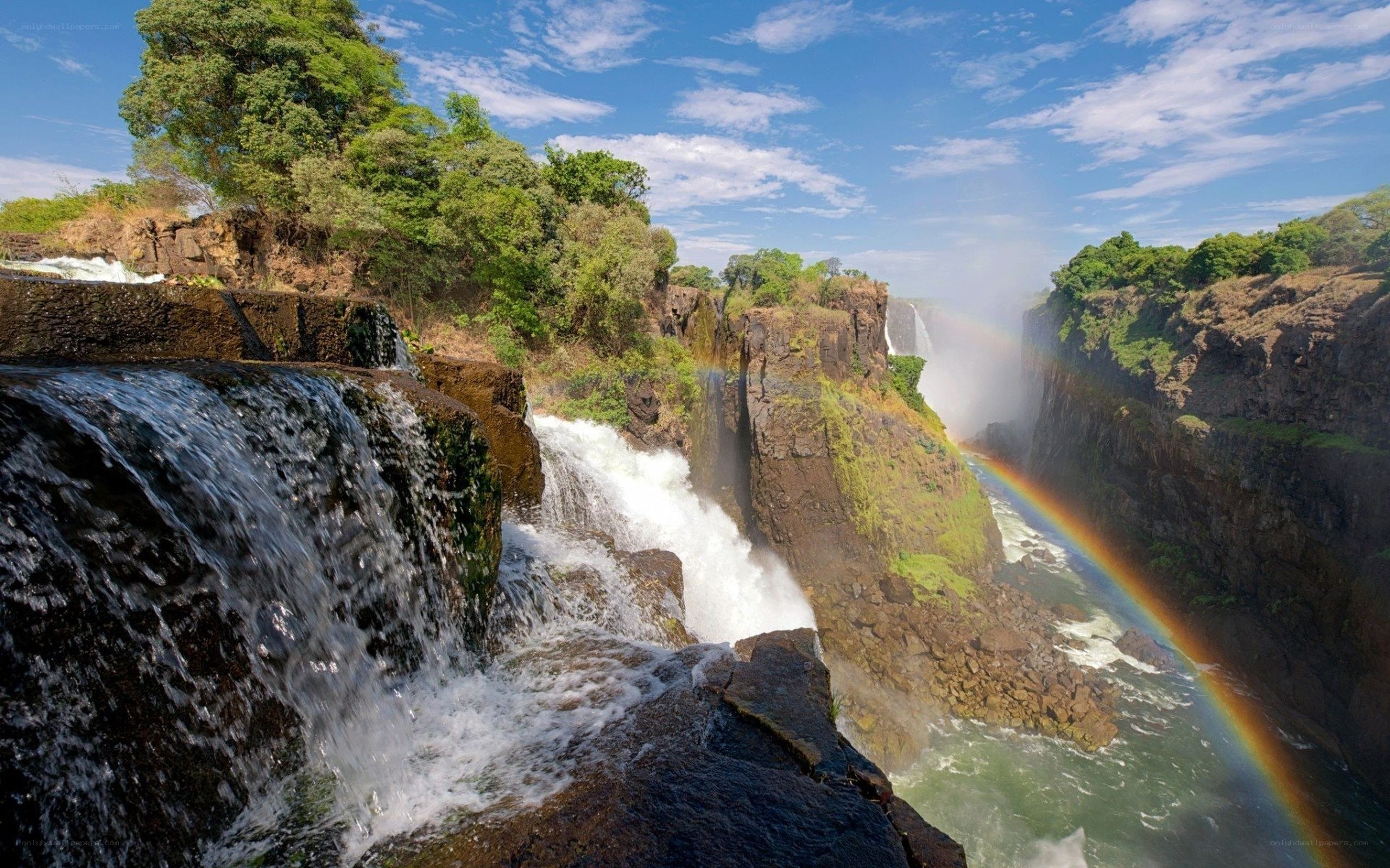 Vivid rainbow at Victoria Falls