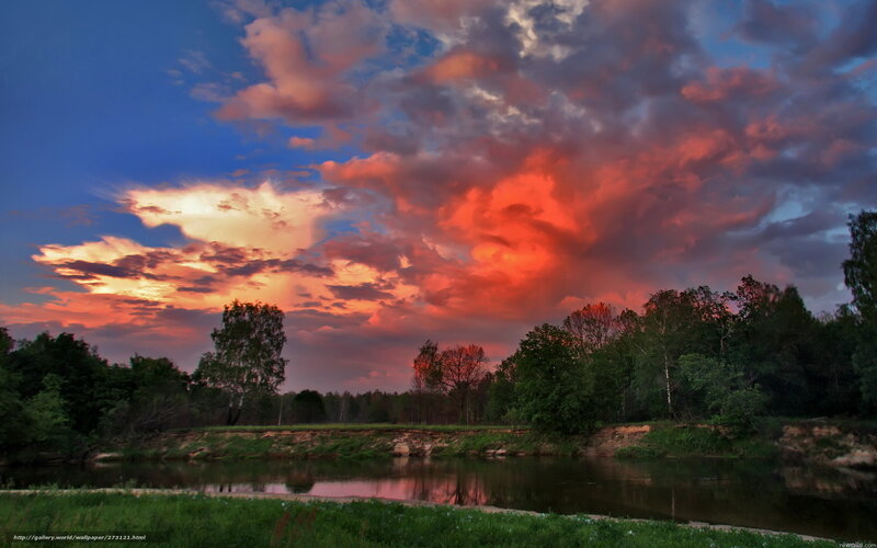Vivid sunset over a river