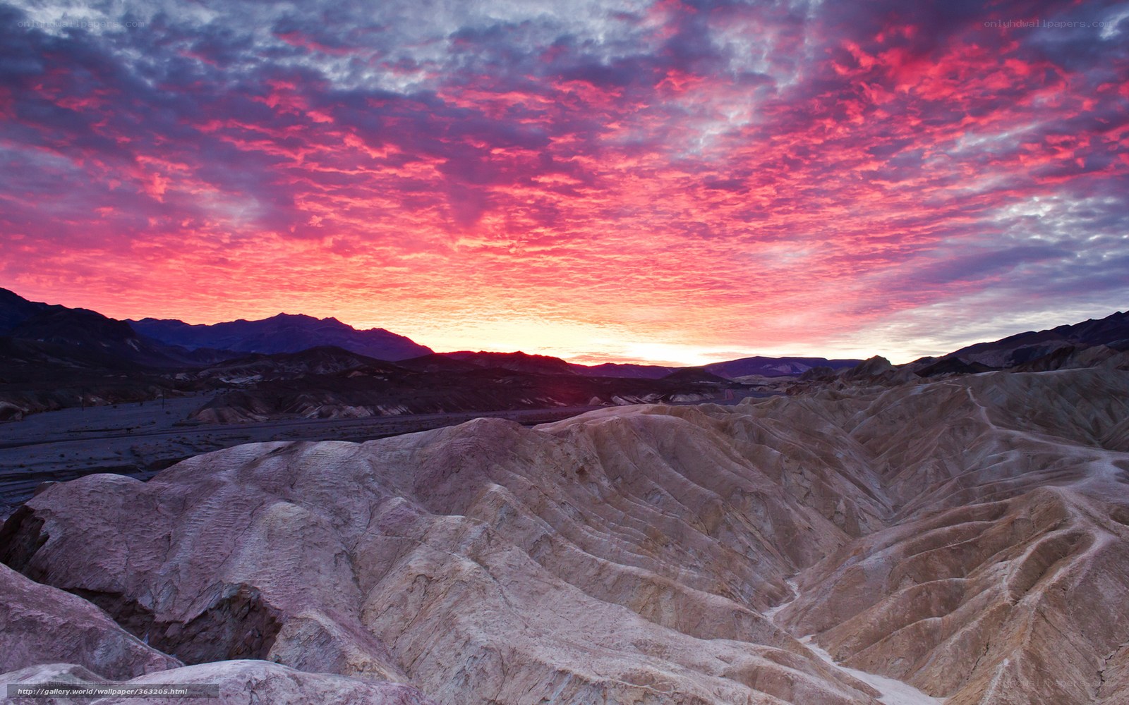 Vivid sunset over desert landscape
