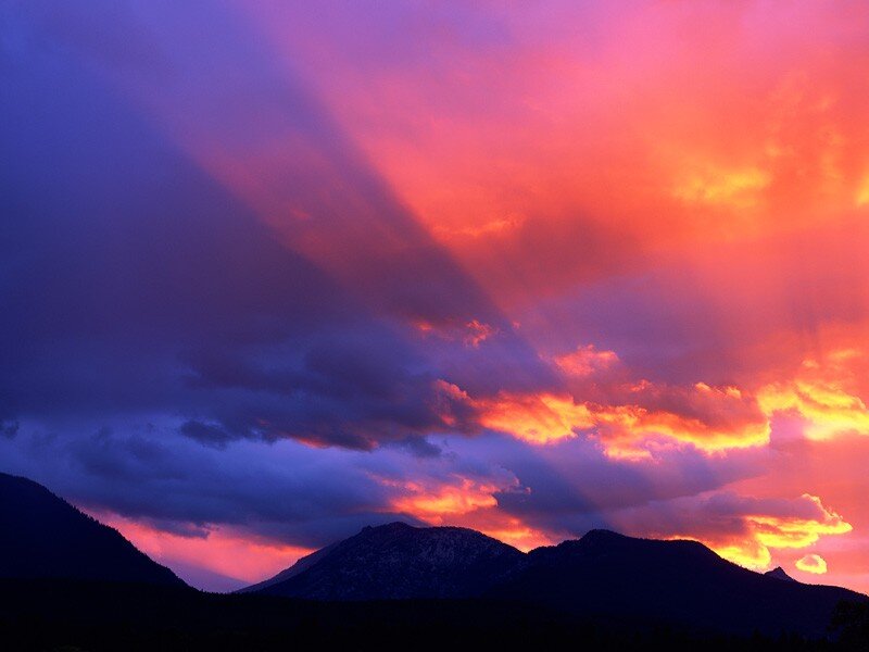 Vivid sunset over mountains