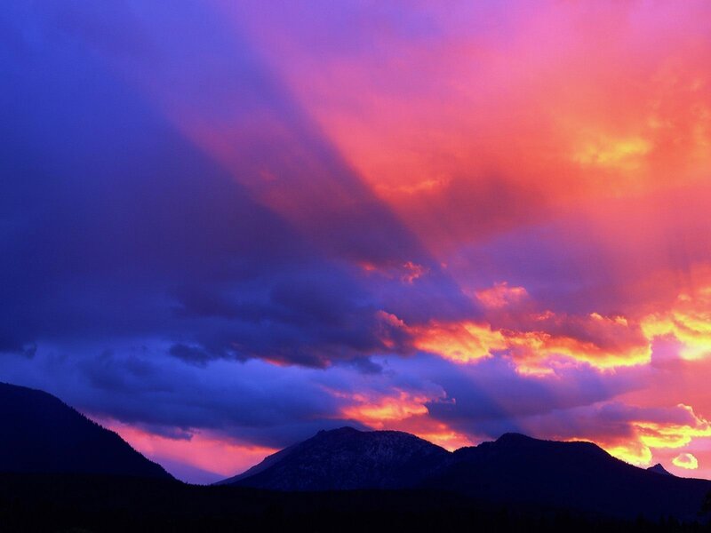 Vivid sunset over mountains