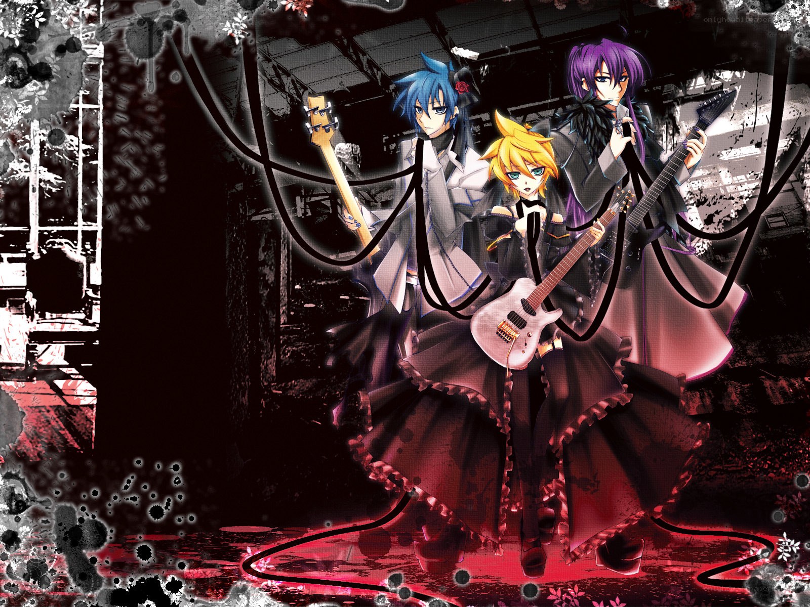 Vocaloid band in dark setting